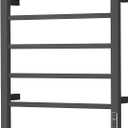 Electric Heated Towel Warmer - Wall Mounted Bathroom Towel Rack, Plug-in Design & Brushed Stainless Steel Black with Timer & Temperature Control 6 Bar