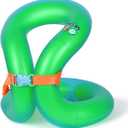 Floaties Swim Vest for Child, Portable Inflatable Pool Floats Swimming Ring with Adjustable Safety Buckle, Safety Swim Arm Bands with Double Surround Air Bag, Durable Float Tube for Kids (S(for weight:33-50lbs), Green)