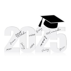 Vercraft 2025 Graduation Signature Board Signs Wood Graduation Guest Book 2025 Congrats Grad Sign Book Party Supplies Decorations for Congrats Grad Gift(White,Style 2)