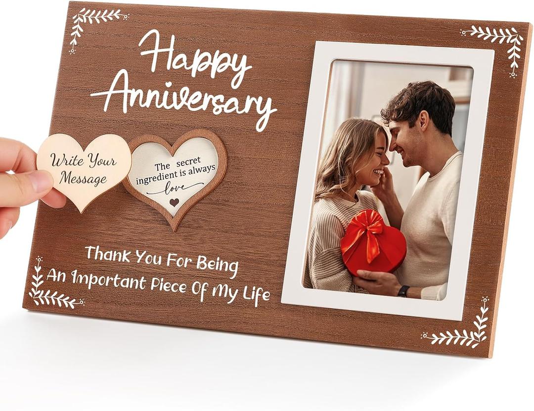 Cituarko Anniversary Wedding Gifts for Couples, Anniversary Picture Frame for Her Him Boyfriend Girlfriend Wife Husband, Bridal Shower Gifts Wood Picture Frame Holds One 4x6 Inches Photo