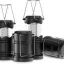 Lichamp 4 Pack LED Camping Lanterns, Battery Powered Camping Lights LED Collapsible Flashlight Portable Emergency Supplies Kit, A4BK (Black)