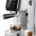 AMZCHEF 51mm Coffee Espresso Machine 20 Bar  Professional Coffee Maker with Milk Frother, Compact Stainless Steel Espresso Maker for Cappuccino, Latte, Mocha, 44oz Water Tank (Silver Black)