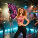 Large Folding Hand Fans for Line Dancing,Rave Fan with Loud Clack,Stylish Attitude Cowgirl Fan for EDM,Dance,Festival,Club,Party(Black, Pink Letters)