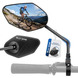 Bike Mirror Handlebar Mount Carbon Steel Bicycle Rear View Mirror, Fits 21-26mm Handlebar for Bicycle, EBike, Scooter Universal Adjustable Safety Mirrors for Commuting & Mountain Biking