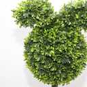 Damomo 27'' Artificial Bunny Shaped Topiary Trees with Ground Spike Set of 2, Outdoor Indoor Faux Boxwood Topiary Ball Bushes Potted Fake Shrubs Front Porch Decor Outside Garden
