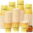 TecUnite 100 Pcs 9oz Honey Cups Disposable Paper Yellow Cups for Honey Lemon Stand Decorative Party for Cold Hot Beverage Juice Kitchen Coffee Birthday Party Supplies