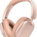 RORSOU C6 Active Noise Cancelling Headphones, Wireless Over Ear Bluetooth Headphones, 60H Playtime, Lightweight Folding Deep Bass Comfort Fit Ear Cups Headset with Mic for iPad/PC/Home Rose Gold