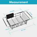Over the Sink Expandable Dish Drainer Drying Rack In Stainless Steel for Small Kitchen, Counter Space Saving Modern Compact Metal Above Plate Dryer Strainer, Adjustable Hanging Inside Drain Holder