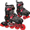 Roller Derby Falcon 2-in-1 Combo Quad and Inline Skates for Kids, Adjustable Sizing (Red/Black)