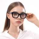 Hubeye 5 Pairs Fashion Style Square Reading Glasses for Women Men Blue Light Blocking Computer Readers with leather case (Black/Purple/Green/Orange/Blue)