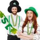 JOYIN 24 PCS St. Patricks Day Necklace Set, 8 Green and 8 Gold Bead Necklaces and 8 Green Shamrock Bead Necklaces, St Patrick Accessory Set, Irish Carnival Dress Up Party Favor Supplies