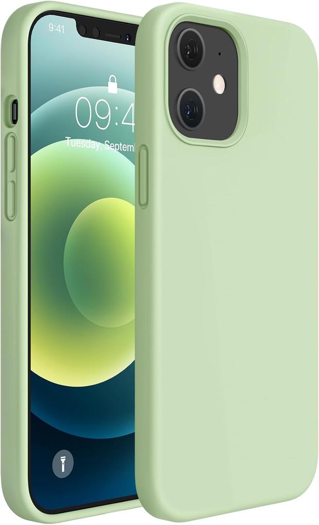 Miracase Compatible with iPhone 12 Case and iPhone 12 Pro Case, Liquid Silicone Gel Rubber Full Body Protection Shockproof Drop Protection Phone Case for iPhone 12/12 Pro 6.1 inch, Matcha Green
