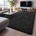 Ophanie Upgrade 8x10 Rugs for Bedroom, Black Fluffy Shaggy Soft Area Rug, Non-Slip Indoor Floor Carpet for Living Room, Kids Baby Boys Teen Dorm Home Decor Aesthetic, Nursery, Black 