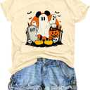 Halloween Shirts for Women Funny Spooky Season Shirt Fall Pumpkin Skull Ghost Graphic Tee Tops (Yellow, M)
