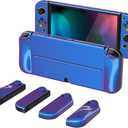 PlayVital AlterGrips Protective Slim Case for Nintendo Switch OLED, Ergonomic Grip Cover for Joycon, Dockable Hard Shell for Switch OLED w/Thumb Grip Caps & Button Caps