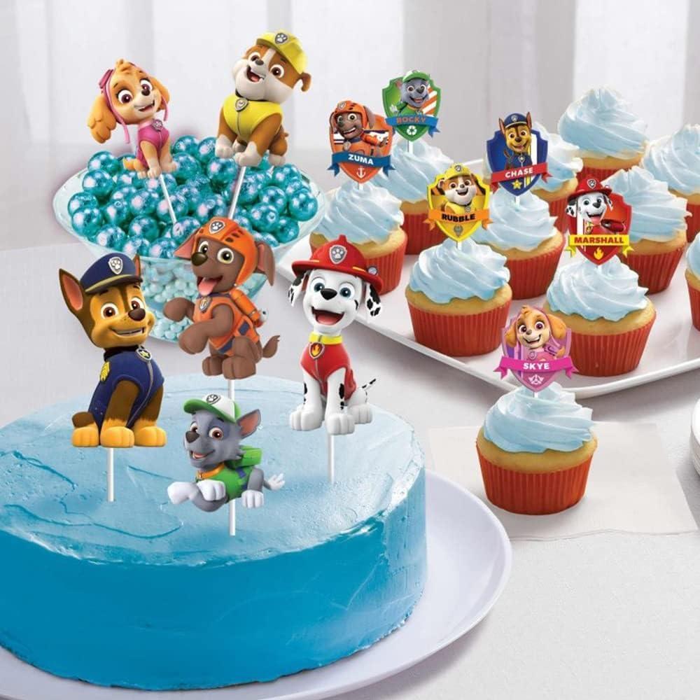 Paw Patrol Adventures Dessert Decorating Kit - 10.5" & 3.75" (12 Pcs) - Colorful Assorted Design Paper Toppers for Kids Themed Parties & Birthdays