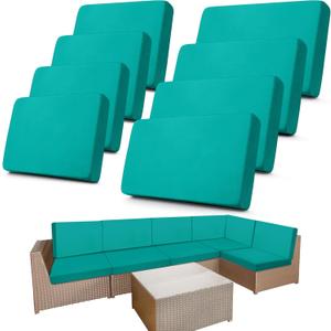 Newwiee 8 Pcs Stretch Patio Outdoor Cushion Covers Replacement for 4 Backrests and 4 Patio Cushions Covers, Waterproof Couch Sofa Slipcover Furniture Protector, Thin Fabric Breathable (Fruit Green)