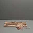 Typewriter Style Mechanical Gaming Keyboard White LED Backlit 104-Key NKRO Pink Switches Retro Round Keycaps Golden Ring Volume Knob Metal Panel Wired USB-C Detachable Cable, Rose Gold