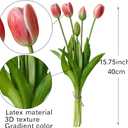 DUYONE 15pcs Artificial Tulips Flowers, Latex Bouquet, Fake Tulips for Office Wedding Party Home Kitchen Garden Decoration-B Coral Pink
