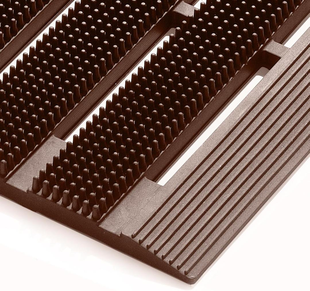 MATALL Waterproof Outdoor Door Mat - 36x24 Inches Interlocking Large Thick Outside Doormat with Drainage Holes for Indoor Home Entrace Garage Pool Deck (Beige)