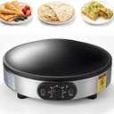 16 Inch Crepe Maker, 1600W Electric Saj Bread Maker, Tortilla Maker | Convex Dome Griddle, 200F-460F Adjustable, Non-Stick, Stainless Steel Commercial Grade, Flatbread Maker, Electric Saj Maker