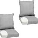 Arden Olefin Outdoor Foam Deep Seat Cushion Set (2-Pack), 24x24, Premium High-Density Foam, Never Flattens, Weather-Proof for Patio Chair Sofa Couch, Paloma Woven Texture