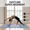 Hot Yoga Mat Towel with Corner Pockets Yoga Towels for Hot Yoga Non Slip with Travel Bag Sweat Absorbent Yoga Blankets Mat Cover for Workout Gym 70"x26" (Blue Flower-02, 70x26)