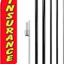 Insurance Feather Banner Swooper Flag 15 ft with Pole Kit, 12 x 2.5 ft
