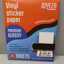 JOYEZA Premium Printable Vinyl Sticker Paper for Inkjet Printer - 25 Sheets Glossy White Waterproof, Dries Quickly Vivid Colors, Holds Ink Well - Inkjet & Laser Printer
