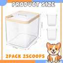 Teenyyou 2 Pack Airtight Dog Food Storage Container, Up to 10 Lbs, Pet Cat Food Container Clear Storage Bin with Measuring and 2 Scoops for Dog Cat Bird and Other Pet