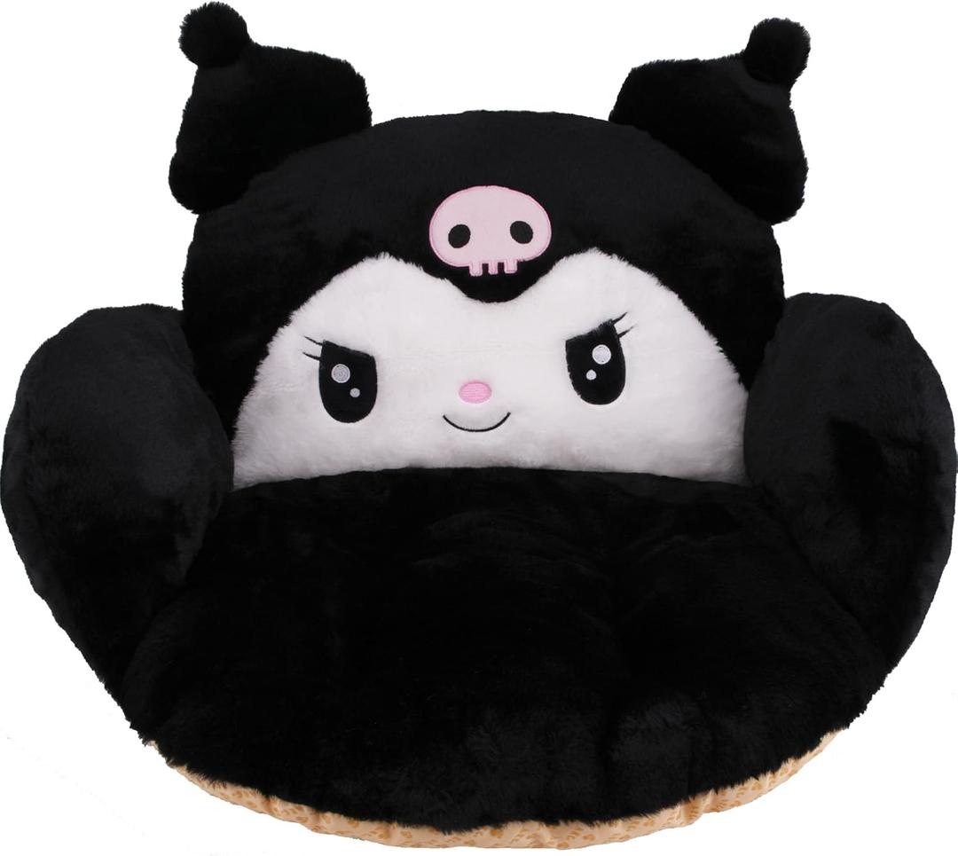 Juju Black Kawaii Cushion - Kawaii Room Decor - Seat Cushions for Office Chairs - Office Chair Cushions - Car Seat Cushion - Gaming Room Decor - Gaming Desk Accessories Floor Pillow (Black)