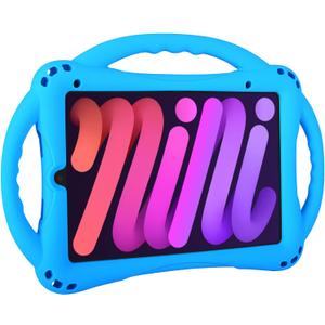 TopEsct Kids Case for iPad mini 7 (A17 Pro) 2024 /iPad Mini6 2021, Shockproof Silicone Cover with Handle Stand for 8.3" iPad mini 6th/7th Gen,Blue