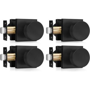 Haidms Matte Black Door Knobs Passage, Heavy Duty Square Matte Black Hall and Closet Door Knobs for Hallway, Zinc Alloy Passage Door Knob Hallway (4 Pack)