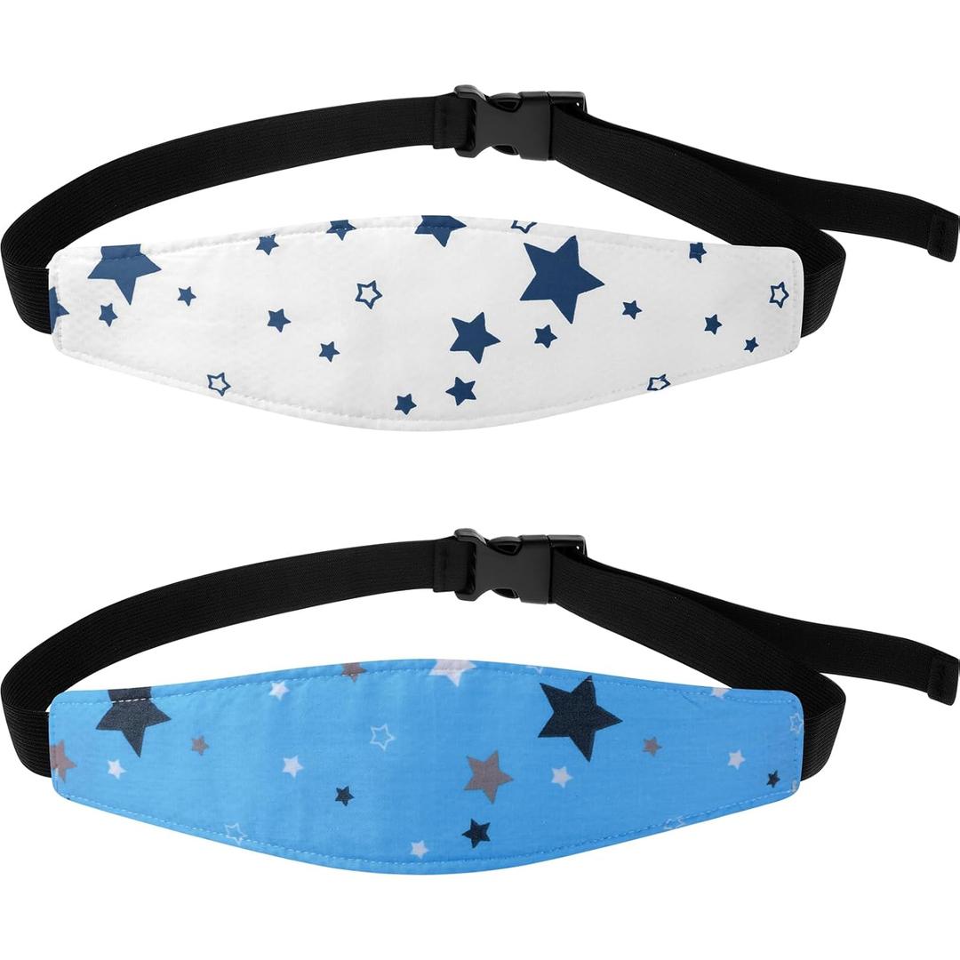 HESTYA 2 Pcs Car seat Head Support Toddler, Stroller Seat Headrest for Sleeping Traveling, Neck Relief Headband Strap for Kids Children Toddler Infant(Star)