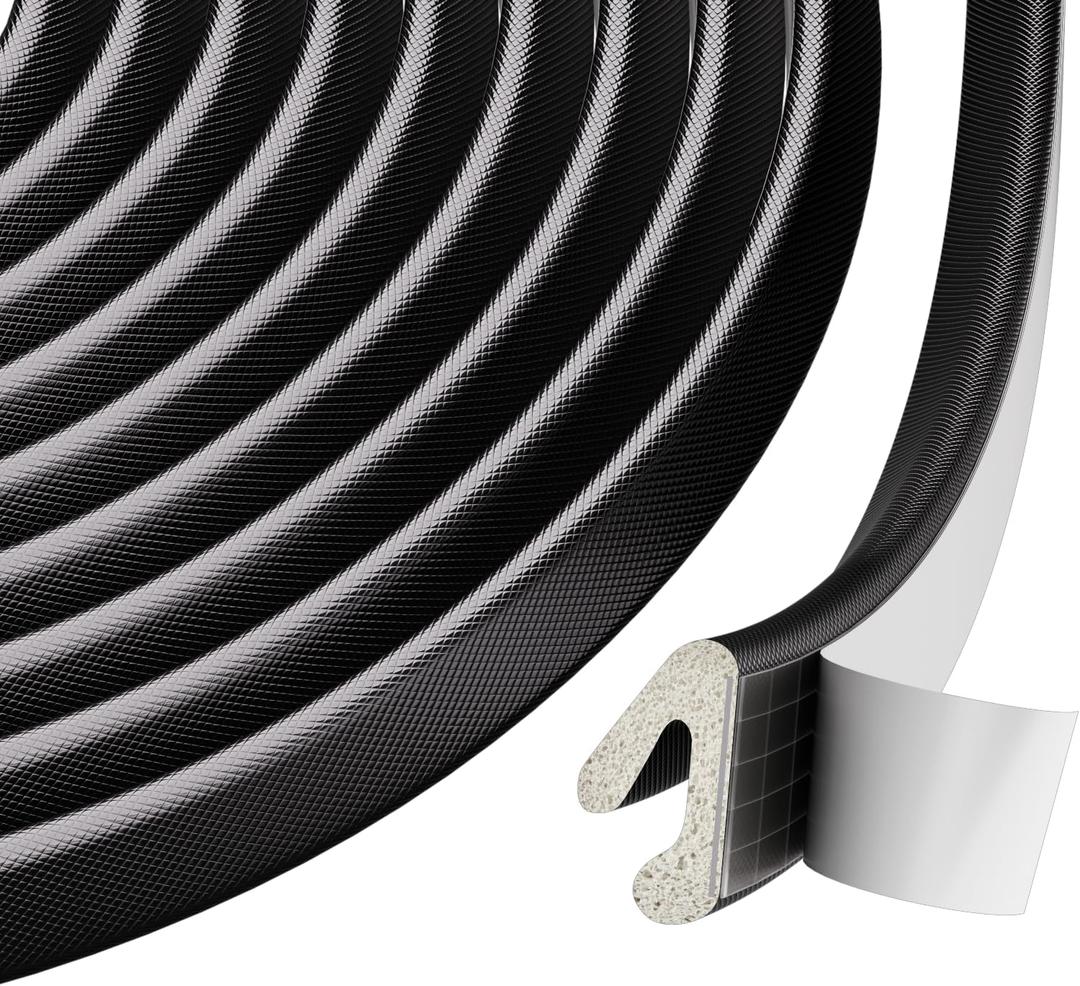 Foam Weather Stripping Door Seal Strip for Small Gap, V Shape Self-Adhesive Door Weatherstripping Door Frame Insulation for Winter,Draft Blocker,Dustproof Tape33Feet,Black