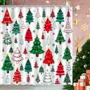 Christmas Shower Curtain, Xmas Tree Home Bathroom Decor, Polyester Cloth Fabric Bath Curtain with 12 Hooks (72x72 Inches, Christmas Tree 2)