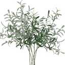FiveSeasonStuff Artificial Olive Branches, 6 Gray-Green 30 Inch Faux Olive Stems with Bendable Wire for Vases & Centerpieces