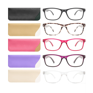 Reading Glasses Blue Light Blocking, Computer Glasses for Women Men, Fashion Square Eyeglasses 5 Pairs, +1.75