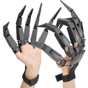 Finger Extension Toys,Scary Skeleton Hand Gloove Witch Ghost Toys Halloween Party Decoration Accessory for Men Women(A Pair-Black) 2025