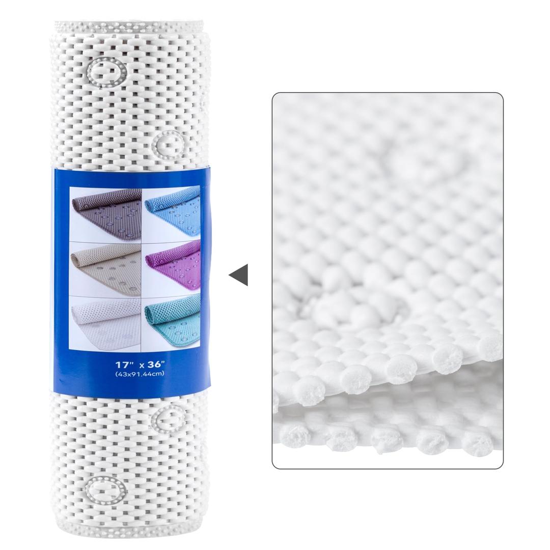 Bathtub Mat Non Slip 36'' X 17'' Double-Layer Thickened Foam Extra Soft, Bath Mat for Tub Decorative Bath Tub Mat with Suction Cups, Bathroom Safety Mat for Smooth Surfaces (White, 36" X 17")
