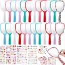Wonderjune 24 Pcs Handheld Mirror DIY Decorate Your Own Mermaid Princess Mirror for Princess Birthday Party Favors Crafts Mermaid Game Decorations Supplies
