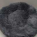 Dogs Bed for Small Dogs, Anti-Anxiety Washable Round Bed (Dark Grey, 24.0" L x 24.0" W x 8.0" Th)