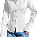 Women's Classic-Fit Shirt Shirt With Folds (S, White)