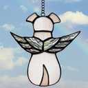 ZUAJITER Stained Glass Window Hanging Angel Dog Memorial Gifts for Loss of Dog Sympathy Gift Suncatcher, Passing Away Remembrance Memory Ornaments for Dog Lovers, Pet Bereavement Rainbow Wings