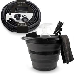 SIMPLEMADE Collapsible Bucket Cleaning Set - Includes 2 Foldable Buckets, Spray Bottle, Rag, Scrubbing Brush and Sponge - Holds Up to 10 liters, Easy Storage, All-Purpose Cleaning Solution