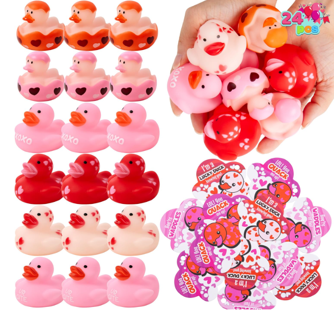 Valentines Day Gift Cards with Rubber Duck, 24PCS