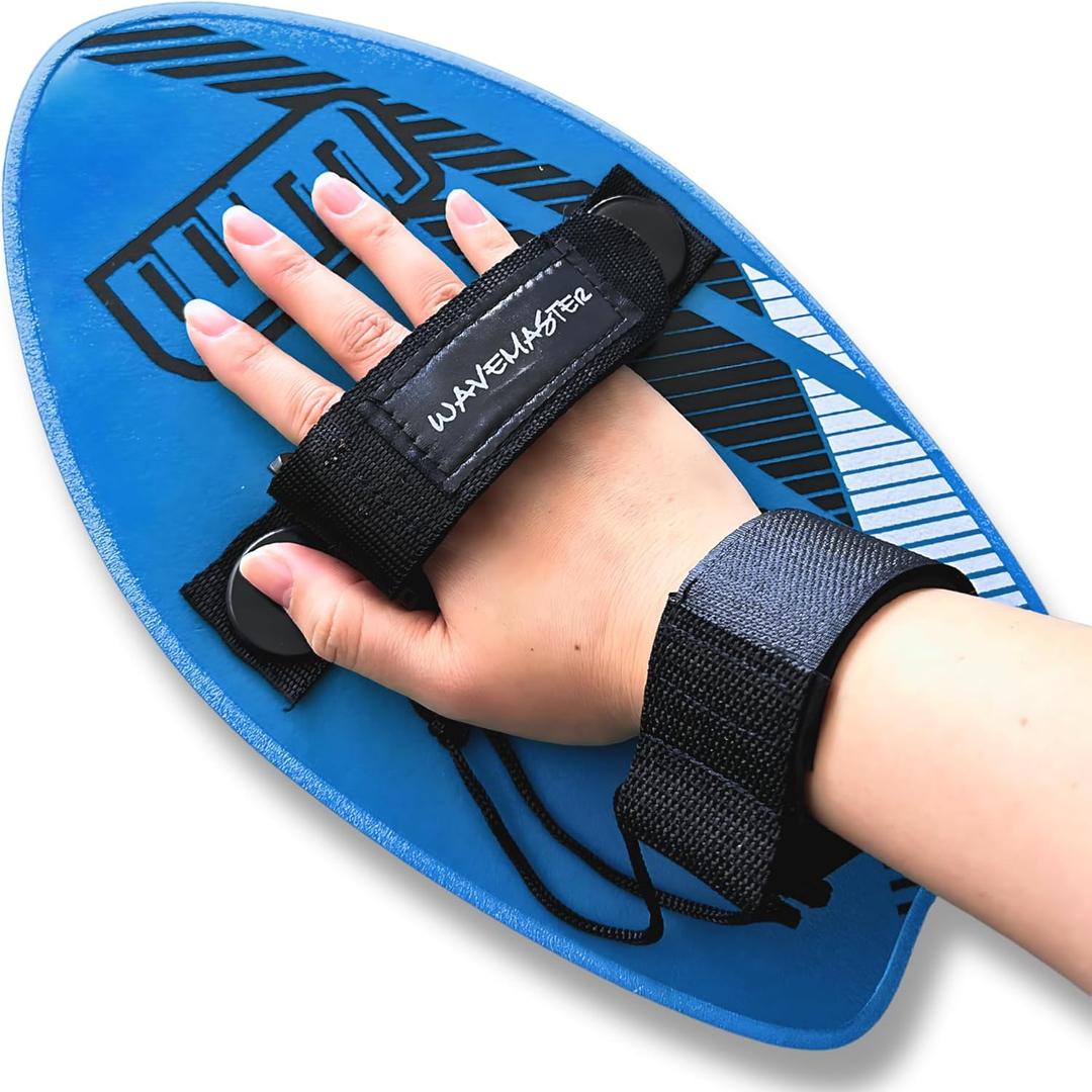 WM 12" Pocket Surfer Hand Body Board - Ultra Hard Slick Boogie Boards for Beach Kids, Bodyboard w Adjustable Strap Bodyboard Wrist Leash Boogie Boards for Kids & Adults