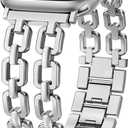 Wearlizer Compatible with Apple Watch Bands Women, Dressy Fancy Metal Chain Pretty Strap Designer Gold Silver Link Bracelet for iWatch Ultra SE Series Silver, 49/46/45/44/42mm(Series 3)