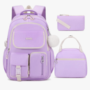 Backpacks for Girls, 3PCS School Backpack with Lunch Box Pencil Pouch for Teen Girls Kids Elementary Primary Middle High College Daypack School bag Bookbag Set（Purple）
