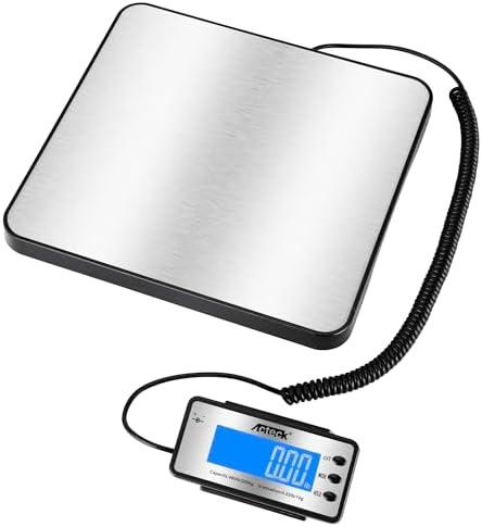 ACTECK Digital Shipping Postal Scale, 460 lb x1oz High Accuracy with Stainless Steel Platform, LCD Backlight, Four Reading Modes, Tare/Hold Function, Battery AC Adapter Incuded